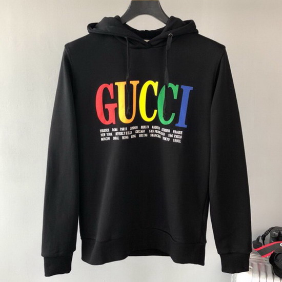 Gucci Cities Hooded Sweatshirt in Black Cotton