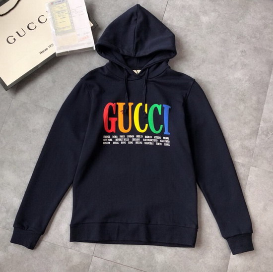 Gucci Cities Hooded Sweatshirt in Blue Cotton