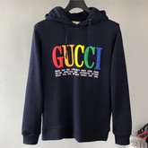 Gucci Cities Hooded Sweatshirt in Blue Cotton