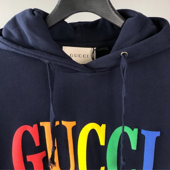 Gucci Cities Hooded Sweatshirt in Blue Cotton