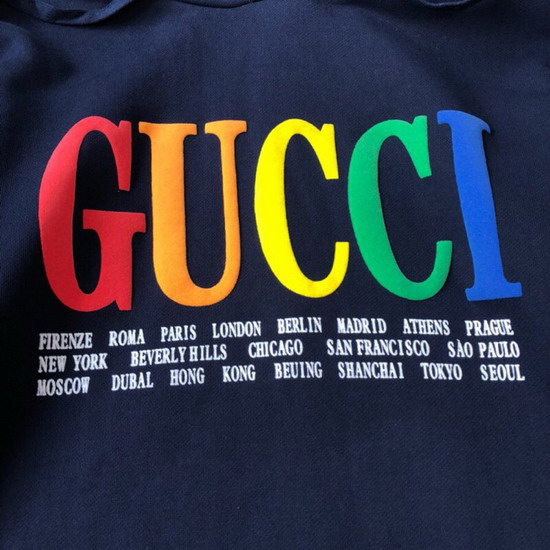 Gucci Cities Hooded Sweatshirt in Blue Cotton