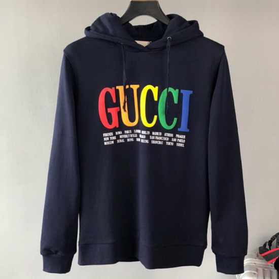 Gucci Cities Hooded Sweatshirt in Blue Cotton