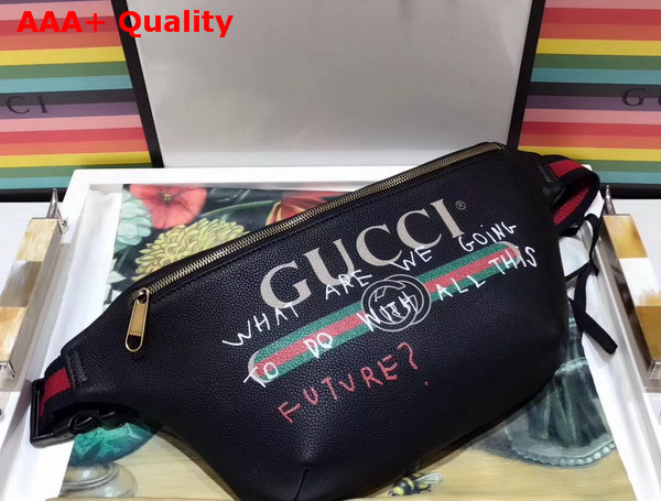 Gucci Coco Capitan Logo Belt Bag in Black Leather Replica