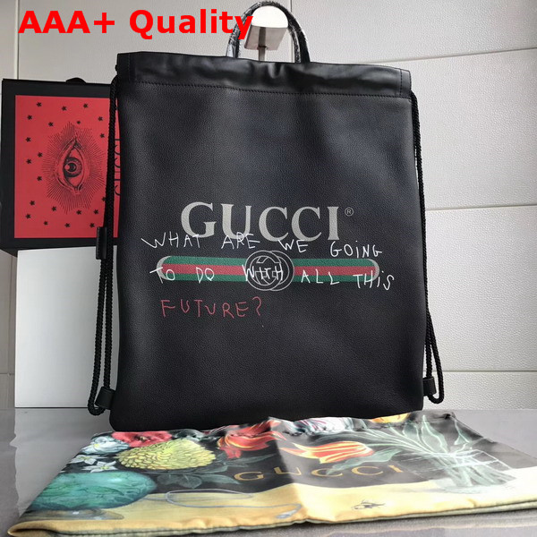 Gucci Coco Capitn Logo Backpack in Black Leather Replica