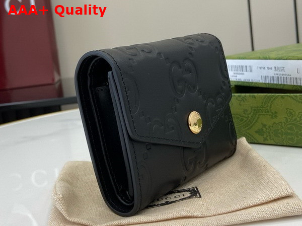 Gucci Compact Wallet in Black GG Leather 772793 Replica