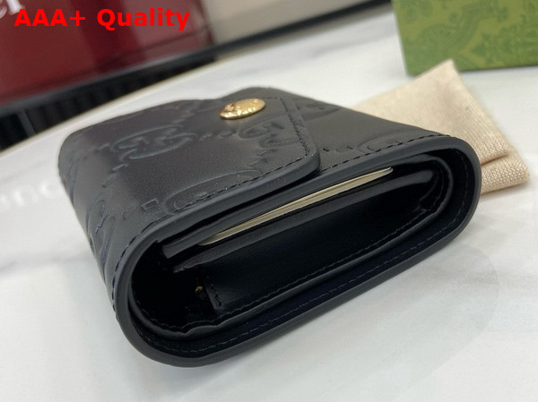 Gucci Compact Wallet in Black GG Leather 772793 Replica