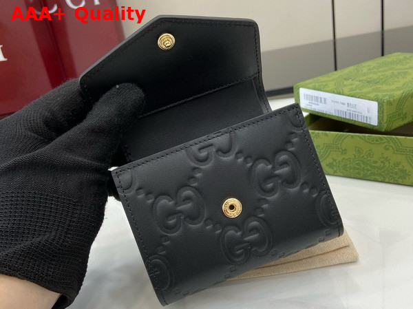 Gucci Compact Wallet in Black GG Leather 772793 Replica