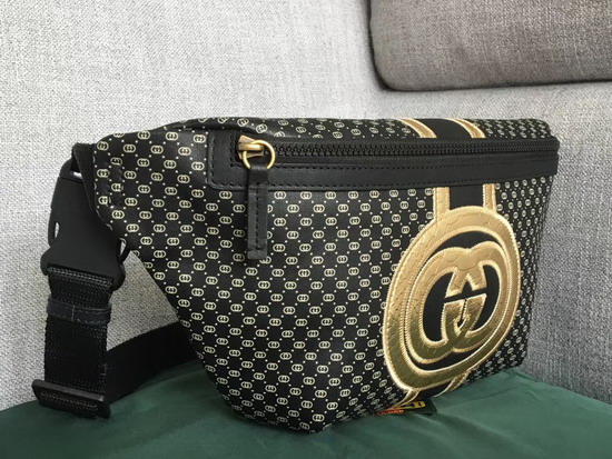 Gucci Dapper Dan Belt Bag in Black GG Leather