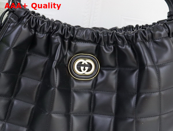 Gucci Deco Medium Tote Bag in Black Quilted Leather 746210 Replica