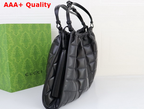 Gucci Deco Medium Tote Bag in Black Quilted Leather 746210 Replica