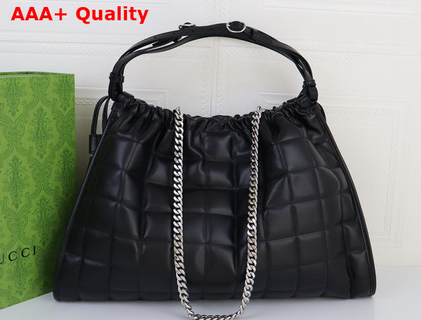 Gucci Deco Medium Tote Bag in Black Quilted Leather 746210 Replica