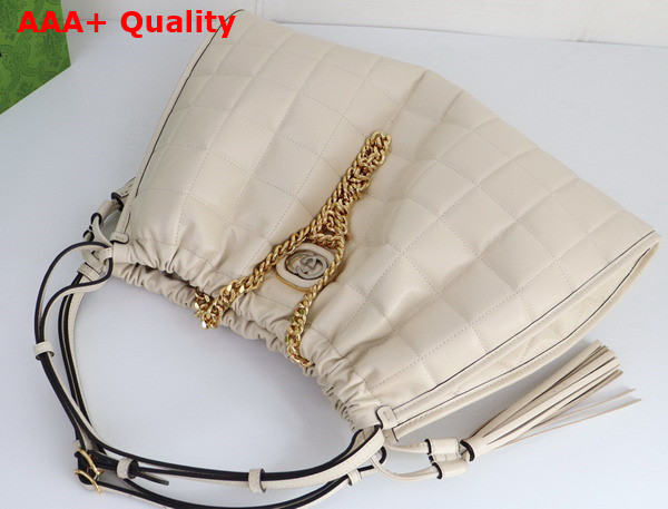 Gucci Deco Medium Tote Bag in White Quilted Leather 746210 Replica