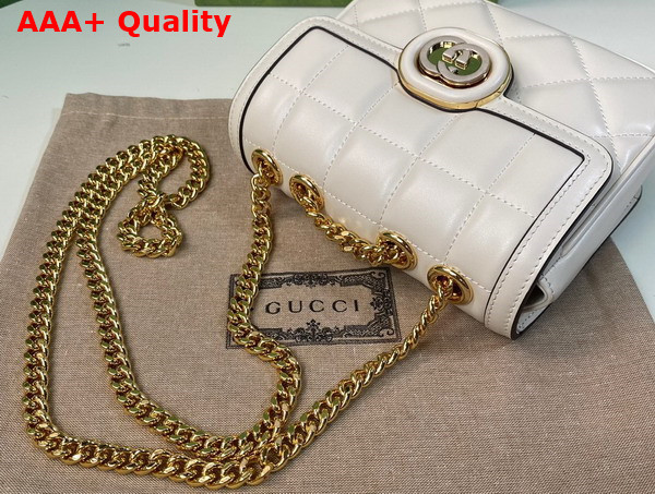 Gucci Deco Mini Shoulder Bag in White Leather 741457 Replica