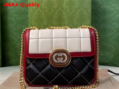 Gucci Deco Mini Shoulder Bag in White and Black Leather 741457 Replica