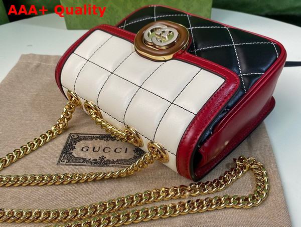 Gucci Deco Mini Shoulder Bag in White and Black Leather 741457 Replica