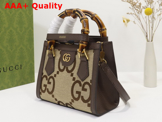 Gucci Diana Jumbo GG Mini Tote Bag Camel and Ebony Jumbo GG Canvas 655661 Replica