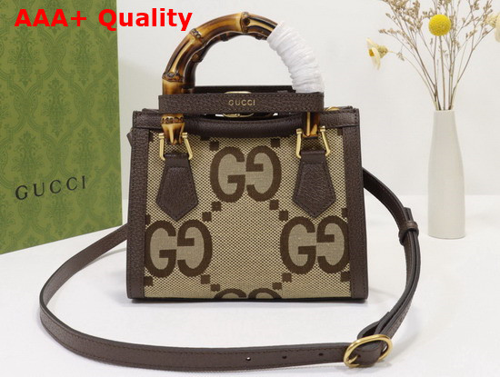 Gucci Diana Jumbo GG Mini Tote Bag Camel and Ebony Jumbo GG Canvas 655661 Replica