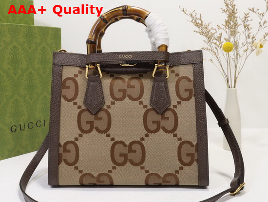 Gucci Diana Jumbo GG Small Tote Bag Camel and Ebony Jumbo GG Canvas 660195 Replica