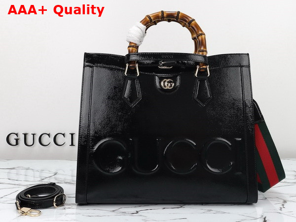 Gucci Diana Medium Tote Bag in Black Patent Leather 678842 Replica