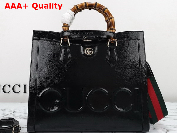 Gucci Diana Medium Tote Bag in Black Patent Leather 678842 Replica