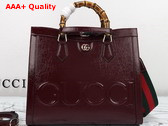 Gucci Diana Medium Tote Bag in Dark Red Patent Leather 678842 Replica