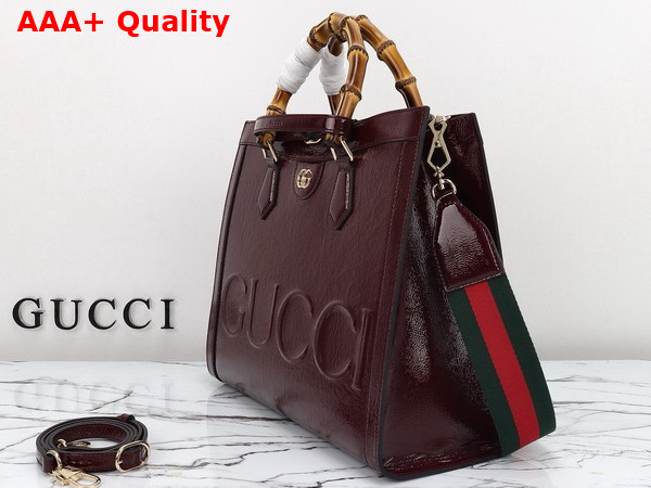 Gucci Diana Medium Tote Bag in Dark Red Patent Leather 678842 Replica