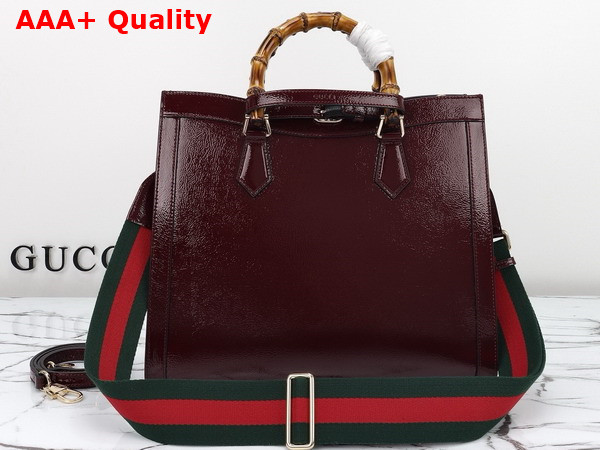 Gucci Diana Medium Tote Bag in Dark Red Patent Leather 678842 Replica