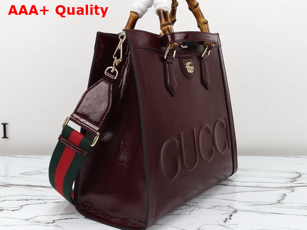 Gucci Diana Medium Tote Bag in Dark Red Patent Leather 678842 Replica