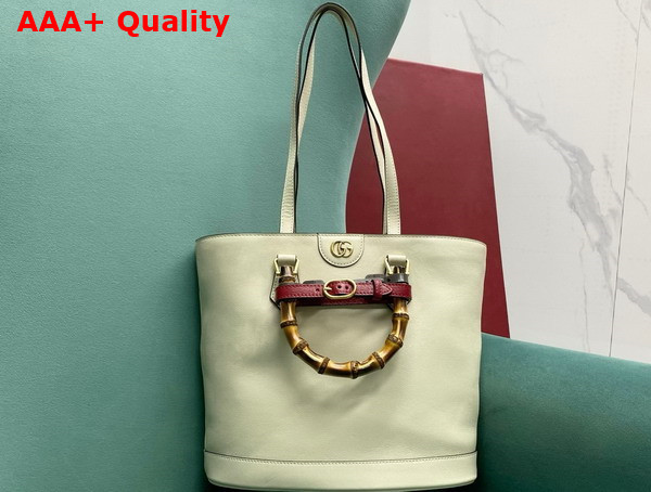 Gucci Diana Medium Tote Bag in White Leather 750394 Replica