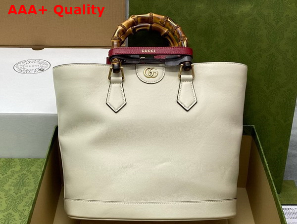 Gucci Diana Medium Tote Bag in White Leather 750394 Replica