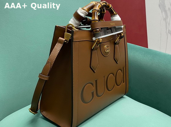 Gucci Diana Small Tote Bag in Brown Leather with Embossed Gucci Logo 660195 Replica