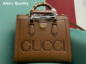 Gucci Diana Small Tote Bag in Brown Leather with Embossed Gucci Logo 660195 Replica