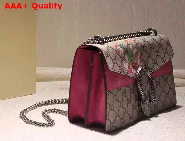 Gucci Dionysus Blooms Print Shoulder Bag Antique Rose Suede Replica