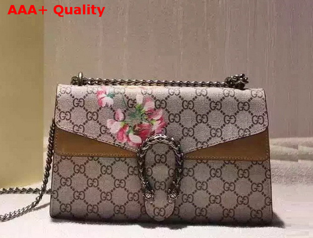 Gucci Dionysus Blooms Print Shoulder Bag Taupe Suede Detail Replica