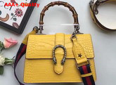 Gucci Dionysus Croc Print Leather Top Handbag Medium Size Yellow Replica