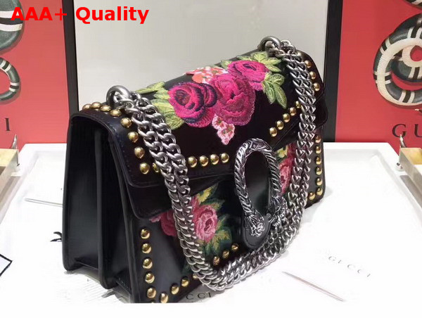 Gucci Dionysus Embroidered Shoulder Bag in Black Leather Replica