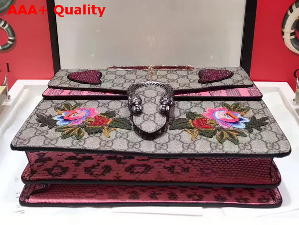 Gucci Dionysus Embroidered Shoulder Bag with Pink Python Details and Embroidered Dragonfly Replica