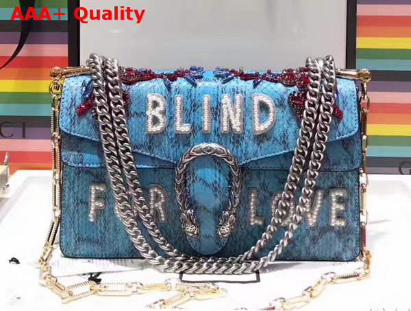 Gucci Dionysus Embroidered Snakeskin Shoulder Bag Marine Blue Snakeskin Replica