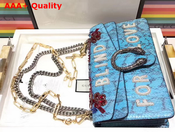 Gucci Dionysus Embroidered Snakeskin Shoulder Bag Marine Blue Snakeskin Replica