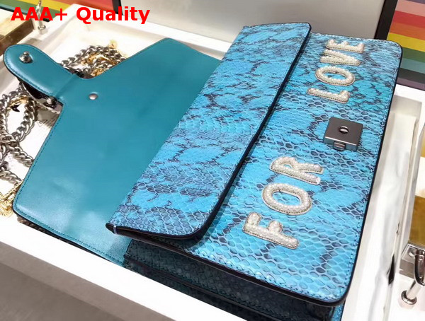 Gucci Dionysus Embroidered Snakeskin Shoulder Bag Marine Blue Snakeskin Replica