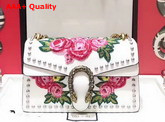 Gucci Dionysus Embroidered Studded Shoulder Bag in White Smooth Leather Replica