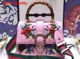 Gucci Dionysus Embroidered Top Handle Bag in Light Pink with Embroidered Floral Appliques Replica