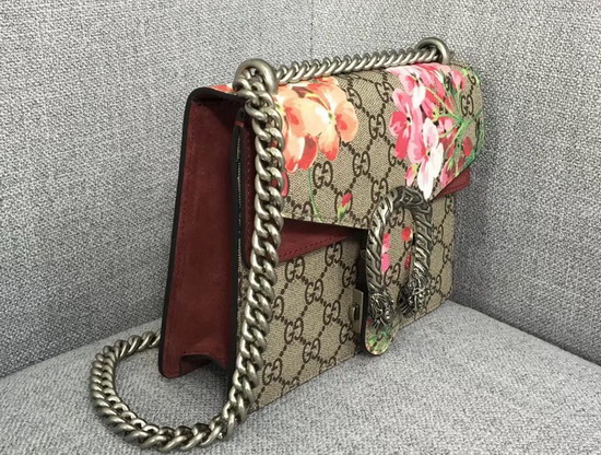 Gucci Dionysus GG Blooms Mini Bag Pink Suede Trim 421970