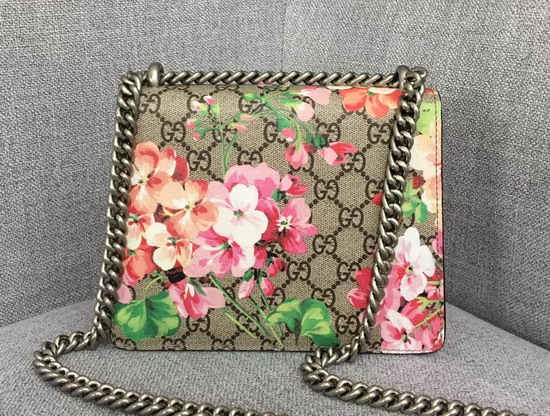 Gucci Dionysus GG Blooms Mini Bag Pink Suede Trim 421970