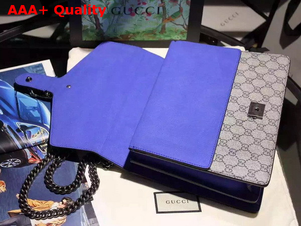 Gucci Dionysus GG Blooms Print Shoulder Bag with Blue Suede Details Medium Size Replica