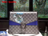 Gucci Dionysus GG Blooms Print Shoulder Bag with Blue Suede Details Medium Size Replica