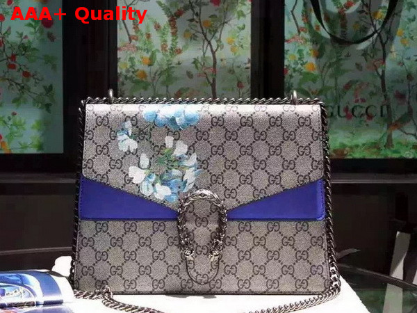 Gucci Dionysus GG Blooms Print Shoulder Bag with Blue Suede Details Medium Size Replica