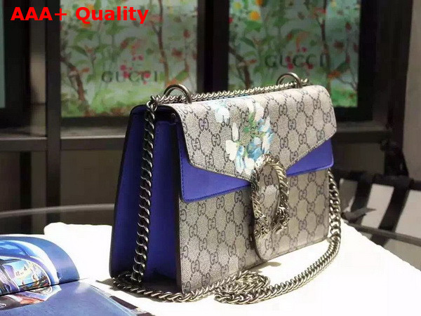 Gucci Dionysus GG Blooms Print Shoulder Bag with Blue Suede Details Small Size Replica