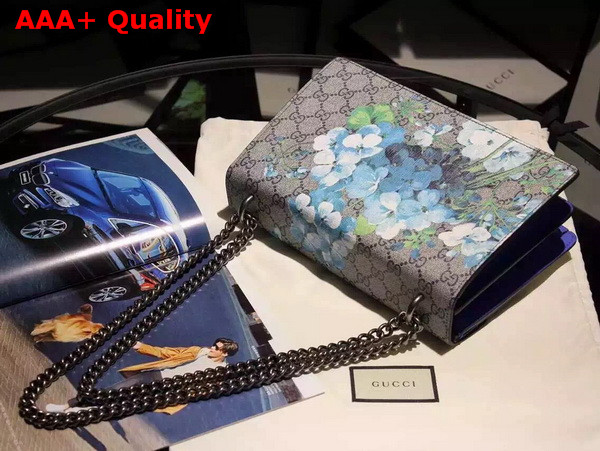 Gucci Dionysus GG Blooms Print Shoulder Bag with Blue Suede Details Small Size Replica