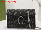 Gucci Dionysus GG Mini Chain Bag Black and Ivory GG Denim Jacquard 401231 Replica